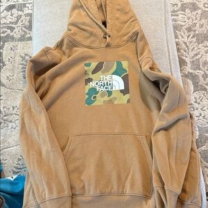 The North Face Tan Hoodie with Camo Logo